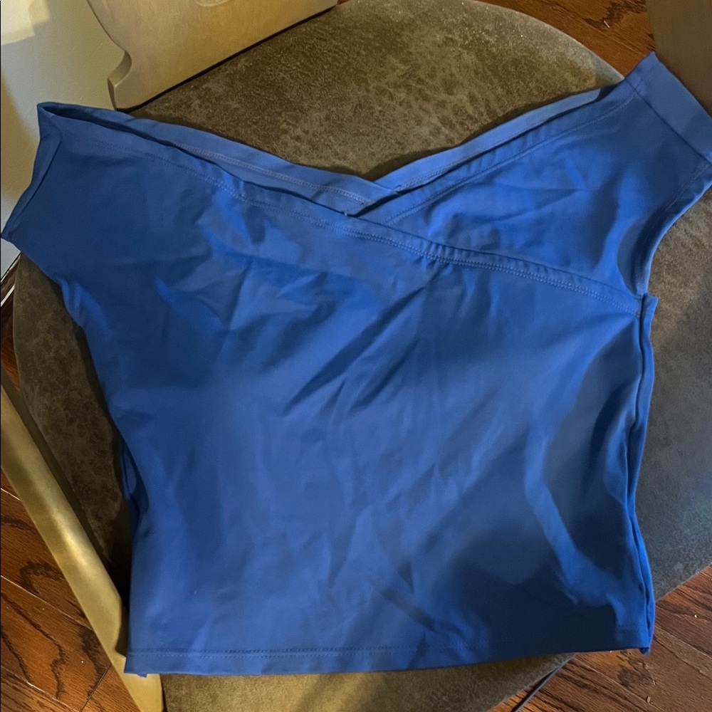 Kortni Jeane Blue Off-Shoulder Swim Top